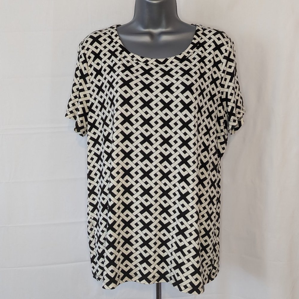 Jones New York Black Cream Short Sleeve Women's XL